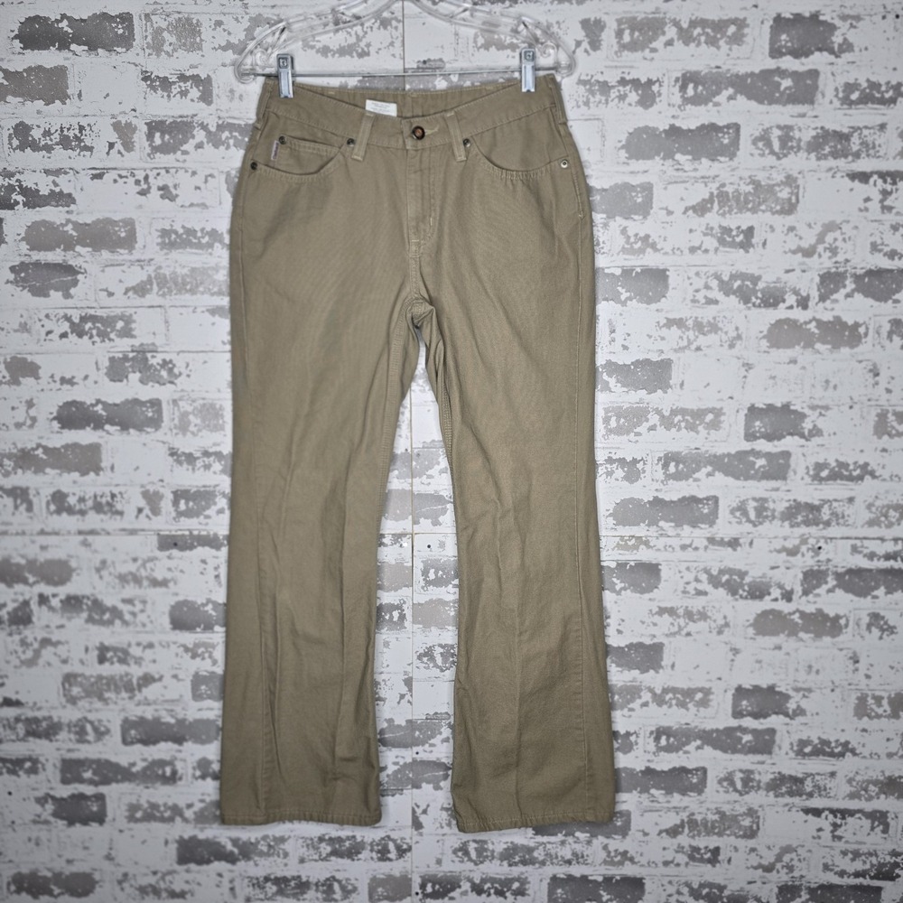 Carhartt Work Pants Womens 6 Khaki Traditional Fit Boot Cut 100% Cotton Canvas